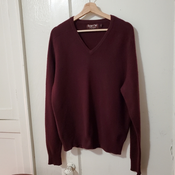 Vtg Cashmere V-Neck Maroon - Picture 2 of 4